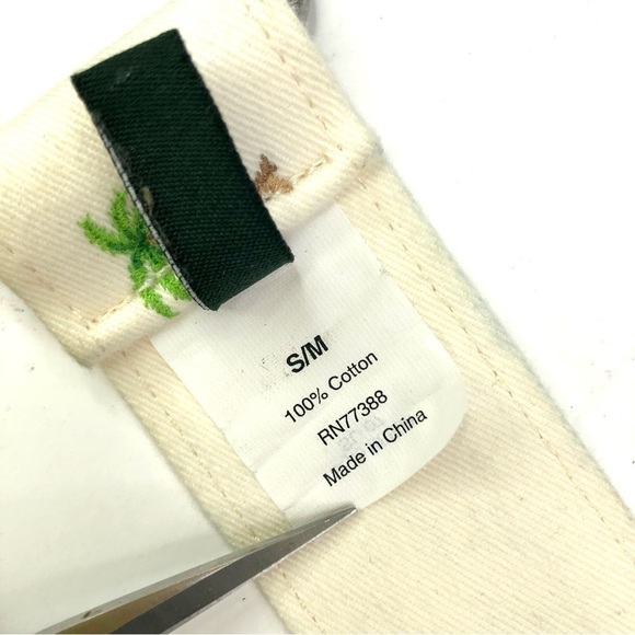 J. Crew Factory twill belt palm trees double d-ring buckle ivory S/M - Picture 4 of 4